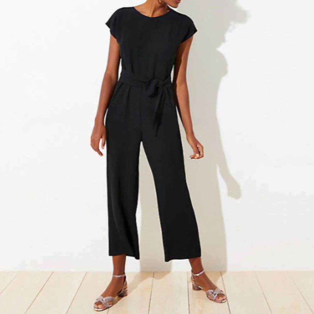 NWT LOFT V-Back Tie Waist Jumpsuit Sz6